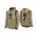 New Orleans Saints #7 Taysom Hill Camo 2021 Salute To Service Therma Performance Pullover Football Hoodie
