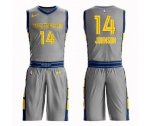 Memphis Grizzlies #14 Brice Johnson Authentic Gray Basketball Suit Jersey - City Edition