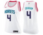 Women's Charlotte Hornets #4 Devonte Graham Swingman White Pink Fashion Basketball Jersey