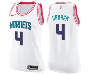 Women\'s Charlotte Hornets #4 Devonte Graham Swingman White Pink Fashion Basketball Jersey