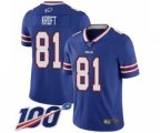 Buffalo Bills #81 Tyler Kroft Royal Blue Team Color Vapor Untouchable Limited Player 100th Season Football Jersey