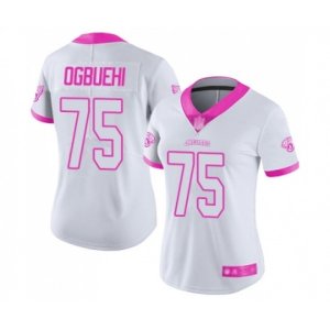 Women Jacksonville Jaguars #75 Cedric Ogbuehi Limited White Pink Rush Fashion Football Jersey