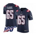New England Patriots #65 Yodny Cajuste Limited Navy Blue Rush Vapor Untouchable 100th Season Football Jersey