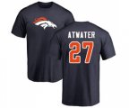 Denver Broncos #27 Steve Atwater Navy Blue Name & Number Logo T-Shirt