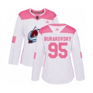 Women\'s Colorado Avalanche #95 Andre Burakovsky Authentic White Pink Fashion Hockey Jersey