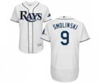 Tampa Bay Rays #9 Jake Smolinski Home White Home Flex Base Authentic Collection Baseball Jersey