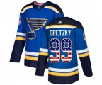 Adidas St. Louis Blues #99 Wayne Gretzky Authentic Blue USA Flag Fashion NHL Jersey