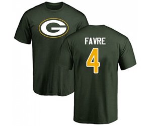 Green Bay Packers #4 Brett Favre Green Name & Number Logo T-Shirt