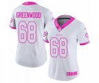 Women Pittsburgh Steelers #68 L.C. Greenwood Limited White Pink Rush Fashion Football Jersey