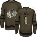 Chicago Blackhawks #1 Glenn Hall Authentic Green Salute to Service NHL Jersey