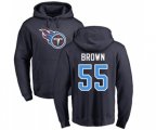 Tennessee Titans #55 Jayon Brown Navy Blue Name & Number Logo Pullover Hoodie