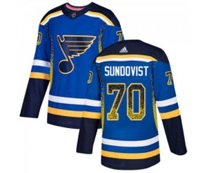 Adidas St. Louis Blues #70 Oskar Sundqvist Authentic Blue Drift Fashion NHL Jersey
