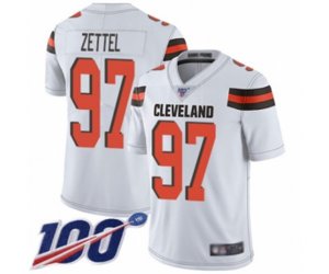 Cleveland Browns #97 Anthony Zettel White Vapor Untouchable Limited Player 100th Season Football Jersey
