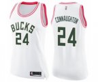 Women's Milwaukee Bucks #24 Pat Connaughton Swingman White Pink Fashion Basketball Jersey