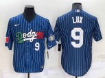 Los Angeles Dodgers #9 Gavin Lux Number Navy Blue Pinstripe 2020 World Series Cool Base Nike Jersey