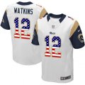 Los Angeles Rams #12 Sammy Watkins Elite White Road USA Flag Fashion NFL Jersey
