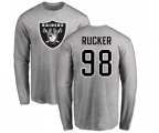 Oakland Raiders #98 Frostee Rucker Ash Name & Number Logo Long Sleeve T-Shirt