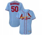 St. Louis Cardinals #50 Adam Wainwright Light Blue Alternate Flex Base Authentic Collection Baseball Jersey