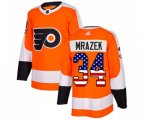 Adidas Philadelphia Flyers #34 Petr Mrazek Authentic Orange USA Flag Fashion NHL Jersey