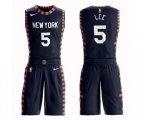 New York Knicks #5 Courtney Lee Swingman Navy Blue Basketball Suit Jersey - City Edition