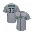Seattle Mariners #33 Justus Sheffield Authentic Grey Road Cool Base Baseball Player Jersey