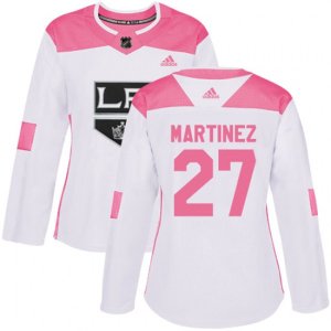 Women\'s Los Angeles Kings #27 Alec Martinez Authentic White Pink Fashion NHL Jersey