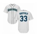Seattle Mariners #33 Justus Sheffield Authentic White Home Cool Base Baseball Player Jersey