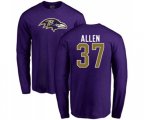 Baltimore Ravens #37 Javorius Allen Purple Name & Number Logo Long Sleeve T-Shirt