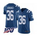 Indianapolis Colts #36 Derrick Kindred Limited Royal Blue Rush Vapor Untouchable 100th Season Football Jersey