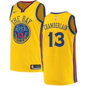 Golden State Warriors #13 Wilt Chamberlain Authentic Gold NBA Jersey - City Edition