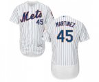 New York Mets #45 Pedro Martinez White Home Flex Base Authentic Collection Baseball Jersey