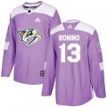Nashville Predators #13 Nick Bonino Authentic Purple Fights Cancer Practice NHL Jersey