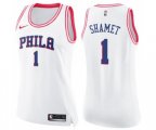 Women's Philadelphia 76ers #1 Landry Shamet Swingman White Pink Fashion Basketball Jersey