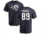 Los Angeles Rams #89 Tyler Higbee Navy Blue Name & Number Logo T-Shirt