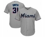Miami Marlins Caleb Smith Replica Grey Road Cool Base Baseball Player Jersey