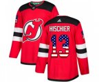 New Jersey Devils #13 Nico Hischier Authentic Red USA Flag Fashion Hockey Jersey