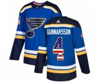 Adidas St. Louis Blues #4 Carl Gunnarsson Authentic Blue USA Flag Fashion NHL Jersey