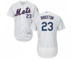 New York Mets #23 Keon Broxton White Home Flex Base Authentic Collection Baseball Jersey