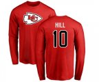 Kansas City Chiefs #10 Tyreek Hill Red Name & Number Logo Long Sleeve T-Shirt