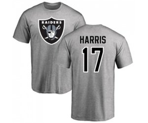 Oakland Raiders #17 Dwayne Harris Ash Name & Number Logo T-Shirt