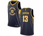 Indiana Pacers #13 Mark Jackson Authentic Navy Blue Road Basketball Jersey - Icon Edition