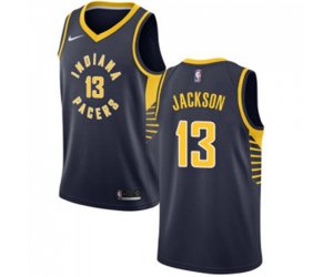 Indiana Pacers #13 Mark Jackson Authentic Navy Blue Road Basketball Jersey - Icon Edition