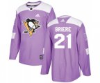 Adidas Pittsburgh Penguins #21 Michel Briere Authentic Purple Fights Cancer Practice NHL Jersey