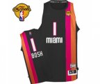 Miami Heat #1 Chris Bosh Authentic Black ABA Hardwood Classic Finals Patch Basketball Jersey