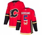 Calgary Flames #5 Mark Giordano Authentic Red USA Flag Fashion Hockey Jersey