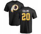 Washington Redskins #20 Landon Collins Black Name & Number Logo T-Shirt