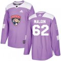 Florida Panthers #62 Denis Malgin Authentic Purple Fights Cancer Practice NHL Jersey