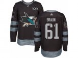 Adidas San Jose Sharks #61 Justin Braun Authentic Black 1917-2017 100th Anniversary NHL Jersey