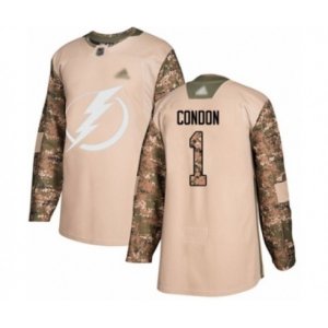 Tampa Bay Lightning #1 Mike Condon Authentic Camo Veterans Day Practice Hockey Jersey