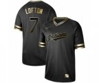 Cleveland Indians #7 Kenny Lofton Authentic Black Gold Fashion Baseball Jersey